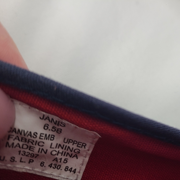 Lauren Ralph Lauren JANIS Navy Red lobster Canvas Fashion Sneakers shoe size 10 - Picture 4 of 4